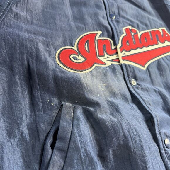 Vintage Cleveland Indians Starter Jacket Large Script MLB Diamond Collection 90s - Picture 12 of 15